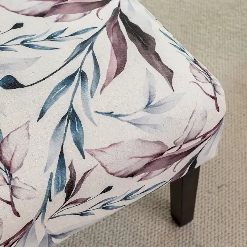 PUrple Floral 29.13 Upholstered Accent Chair with Wood Legs