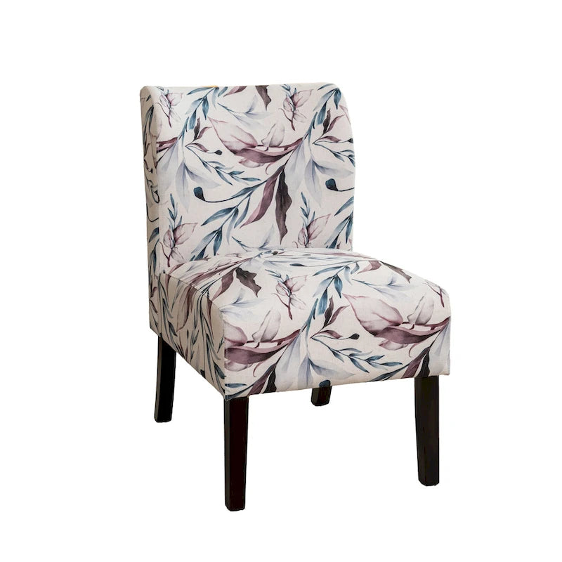 PUrple Floral 29.13 Upholstered Accent Chair with Wood Legs