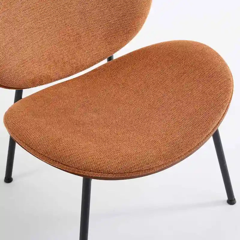 Mid-Century Modern Shell Chair Single Side Chair Tripod,Orange fabric Lounge Chair in Walnut Finish Comfortable Backrest