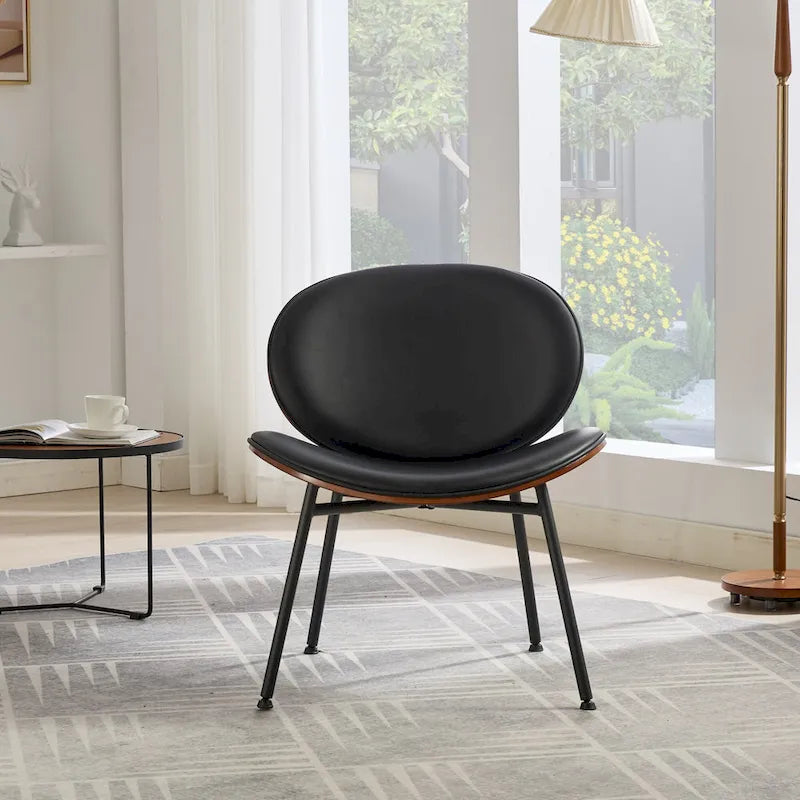 Mid-Century Modern Shell Chair Single Side Chair Tripod,Orange fabric Lounge Chair in Walnut Finish Comfortable Backrest