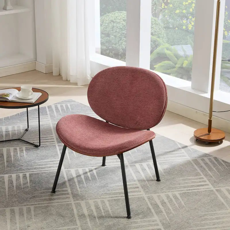 Mid-Century Modern Shell Chair Single Side Chair Tripod,Orange fabric Lounge Chair in Walnut Finish Comfortable Backrest