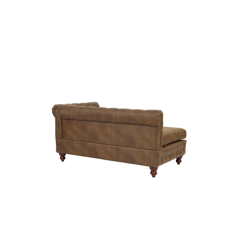 Reversible One Arm Loveseat Dark Coffee Breathable Leatherette Tufted 1Pc Couch Living Room Furniture