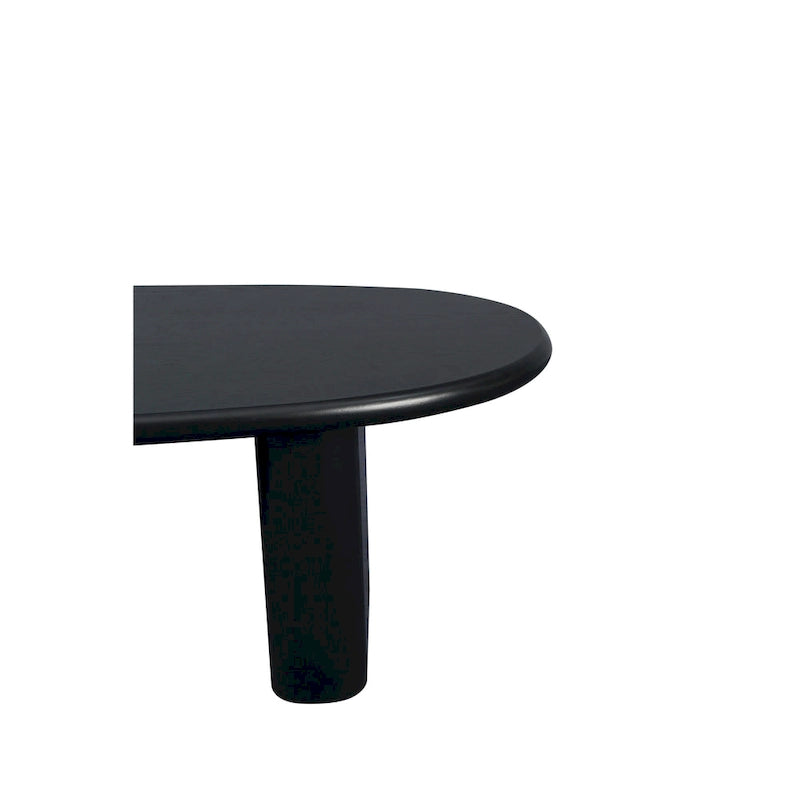 Modern Coffee Table Oval Coffee Table with 2 Vertical Thick Feet Rounded Edges, for Living Rooms Antique Black
