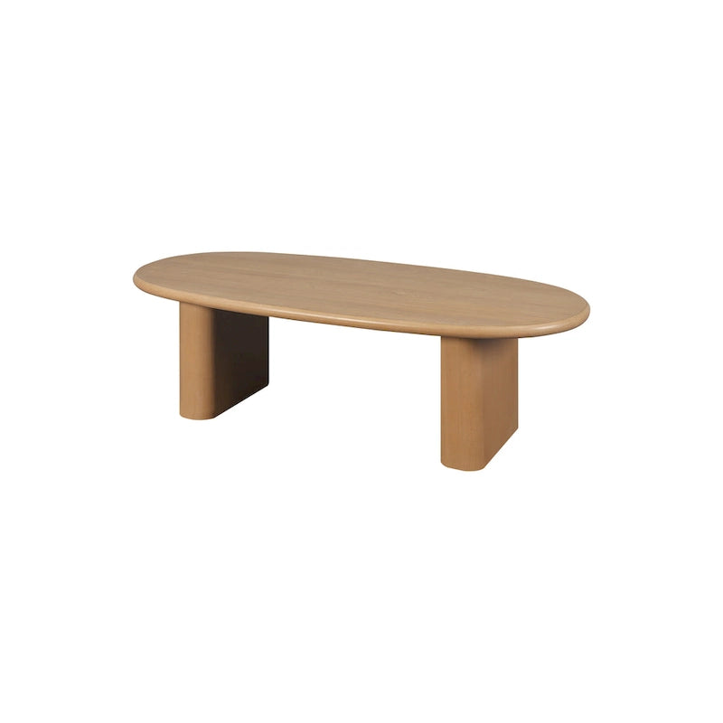 Modern Coffee Table Oval Coffee Table with 2 Vertical Thick Feet Rounded Edges, for Living Rooms Antique Black