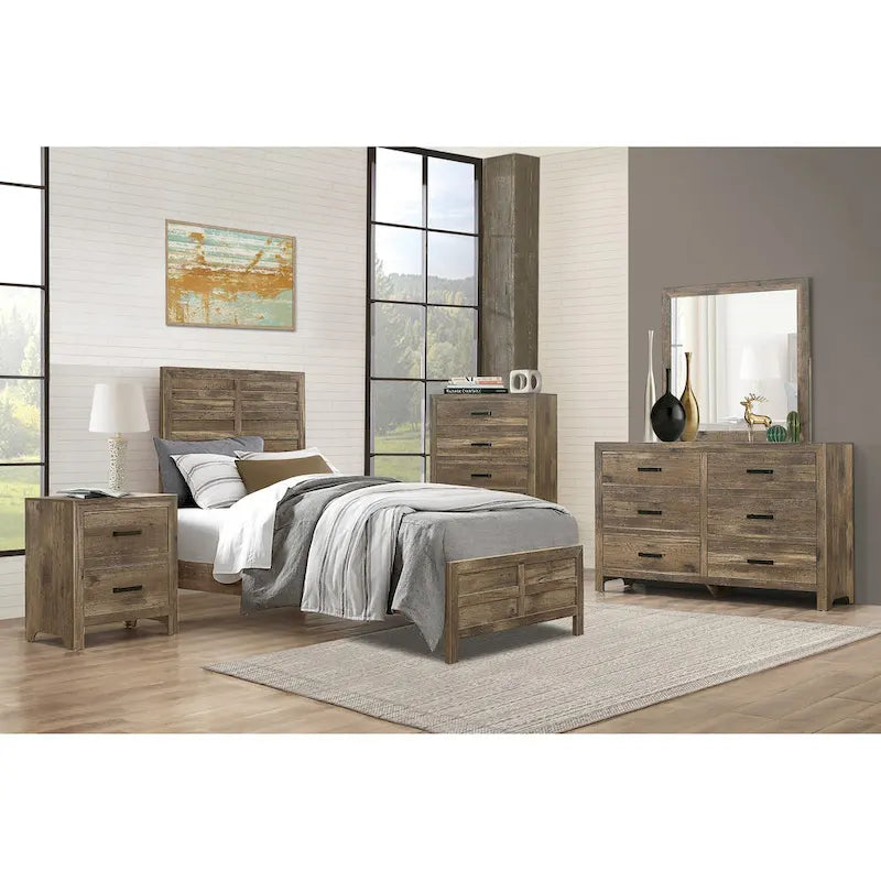 Solid Wood Nightstand, Bedside Storage Cabinet with Nickel Drawer Handles, Entry Side Table with Wooden Top