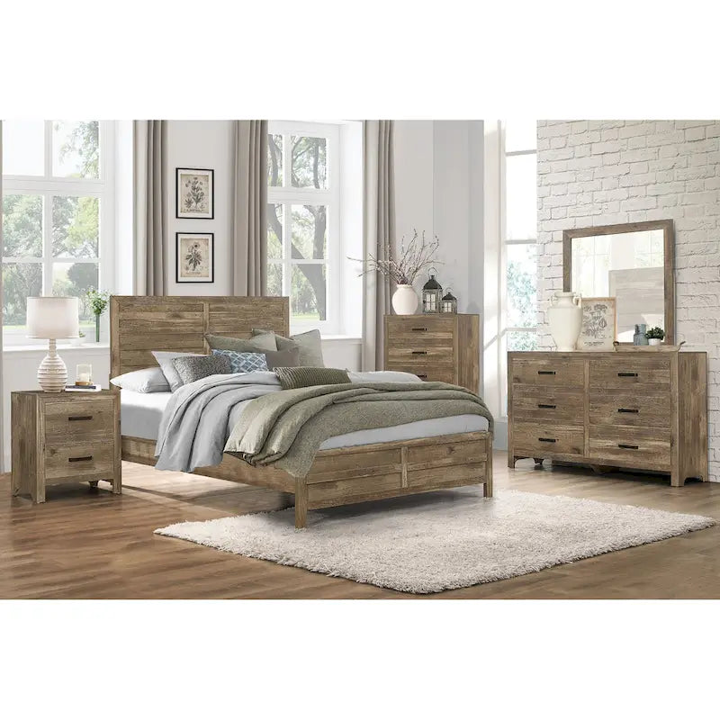 Solid Wood Nightstand, Bedside Storage Cabinet with Nickel Drawer Handles, Entry Side Table with Wooden Top