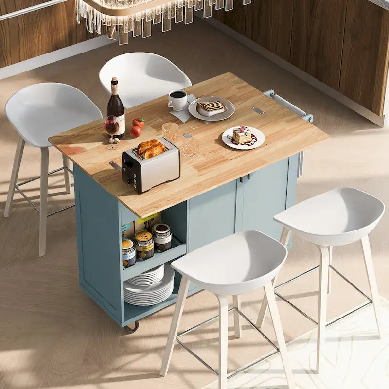 Kitchen Island With Foldable Counter Top(no include stool)