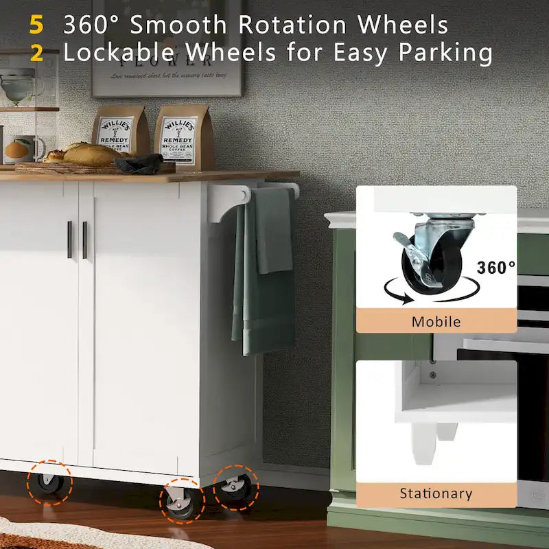 Kitchen Island With Foldable Counter Top(no include stool)