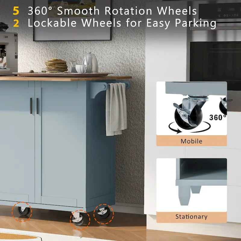 Kitchen Island With Foldable Counter Top(no include stool)