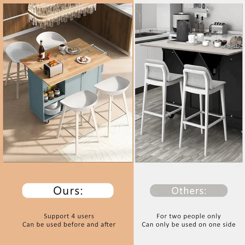 Kitchen Island With Foldable Counter Top(no include stool)