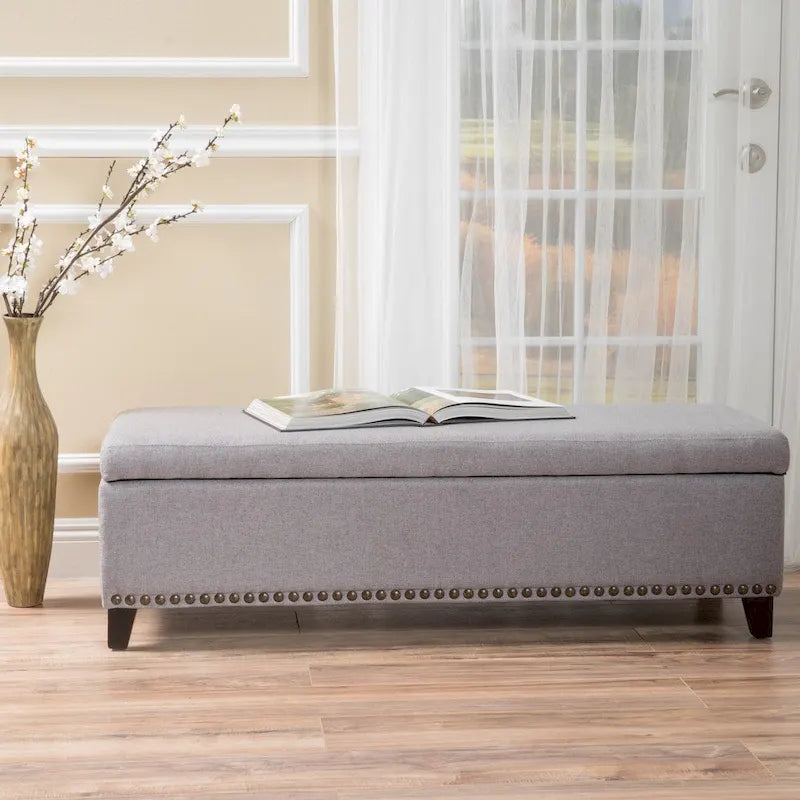 Fabric Storage Ottoman Bench by
