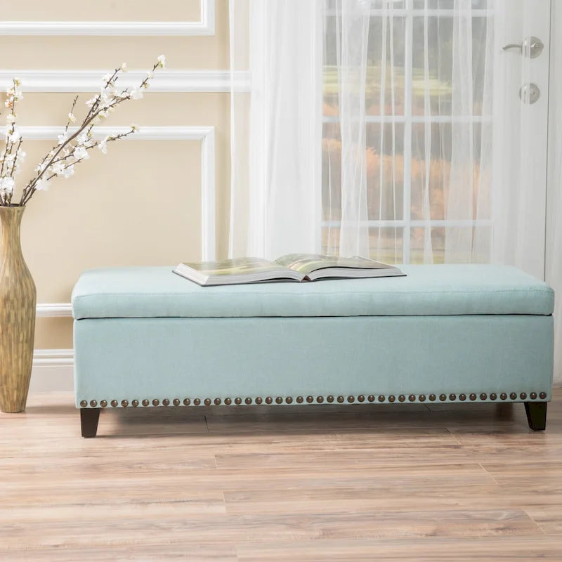 Fabric Storage Ottoman Bench by