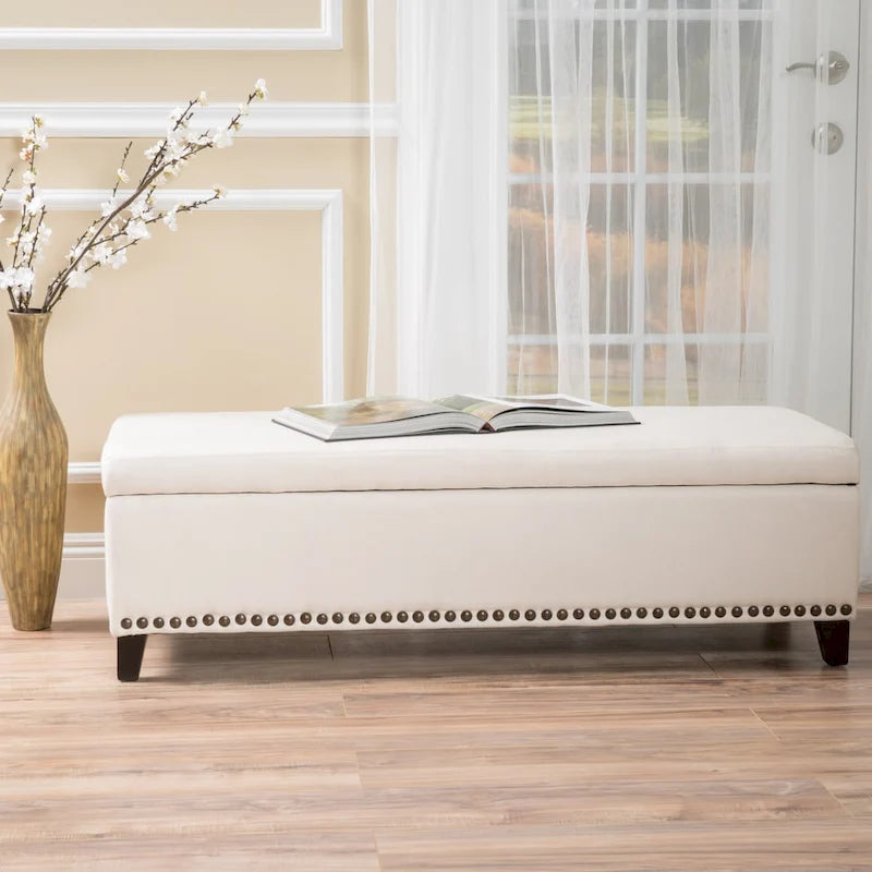 Fabric Storage Ottoman Bench by