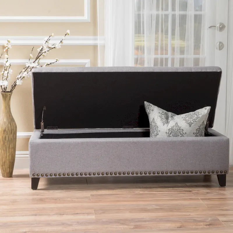 Fabric Storage Ottoman Bench by