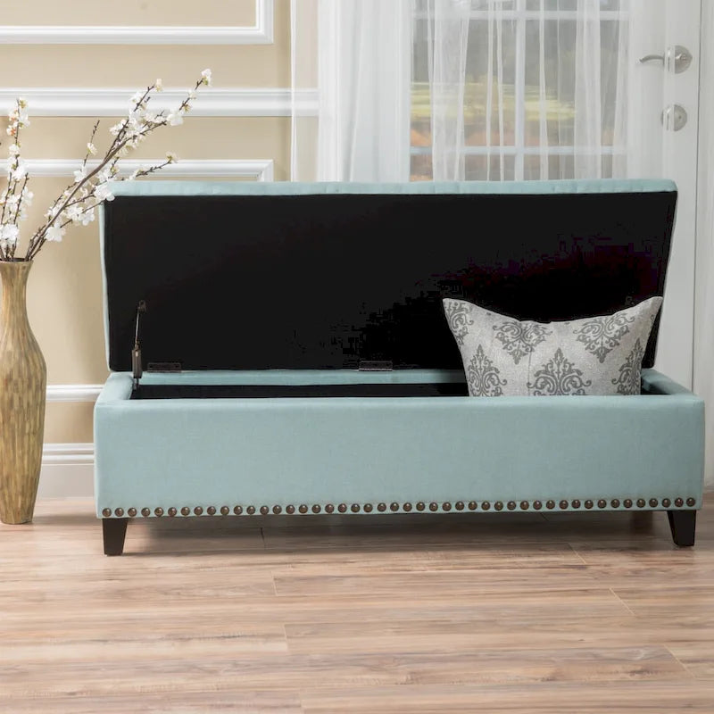 Fabric Storage Ottoman Bench by