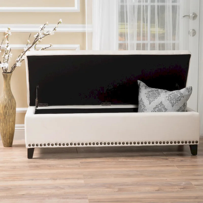 Fabric Storage Ottoman Bench by