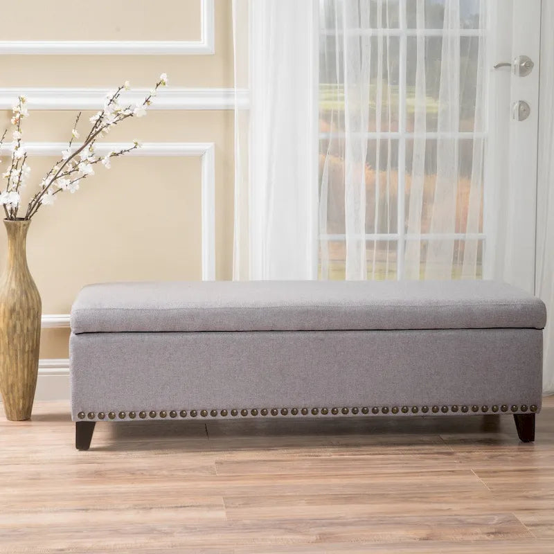 Fabric Storage Ottoman Bench by