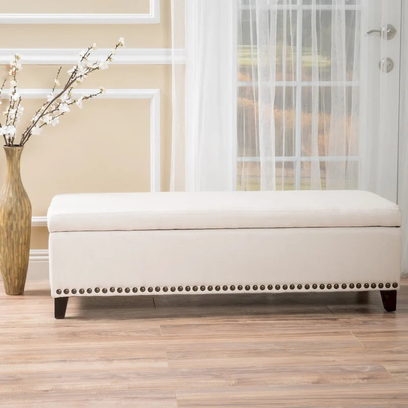 Fabric Storage Ottoman Bench by