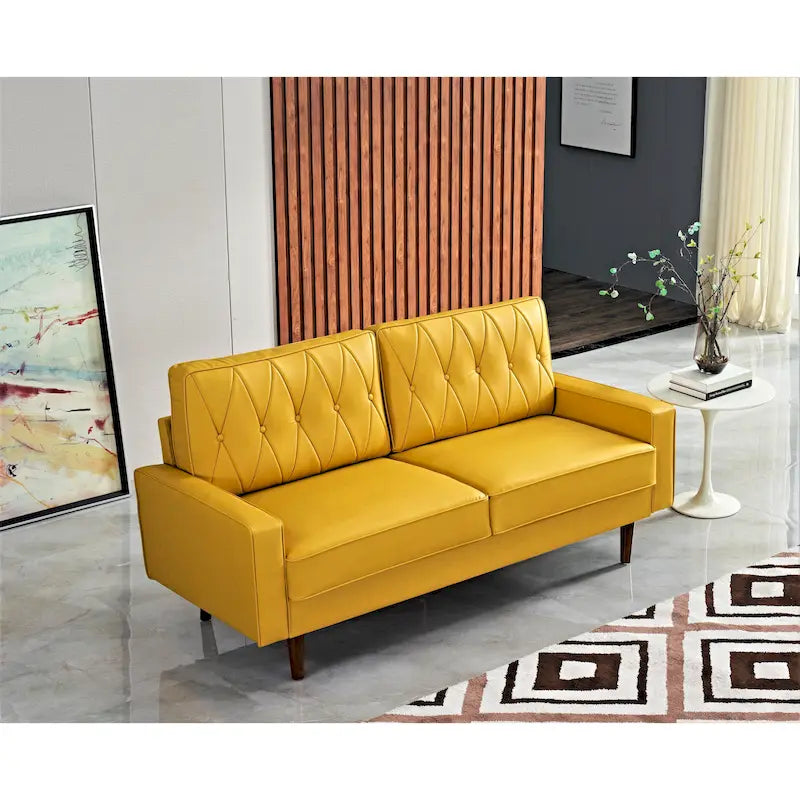 69.3 Faux Leather Cushion Back Sofa