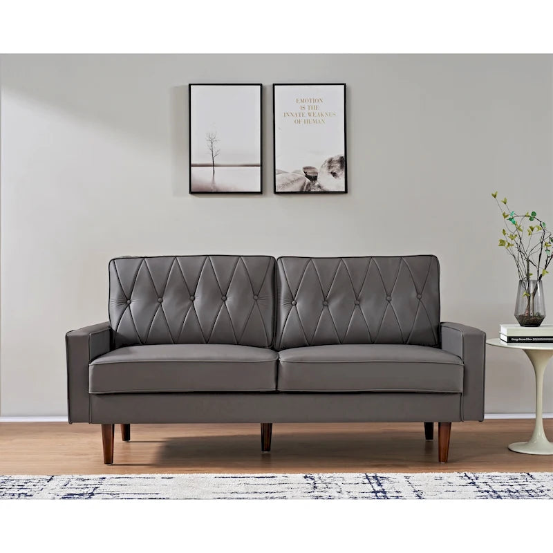 69.3 Faux Leather Cushion Back Sofa