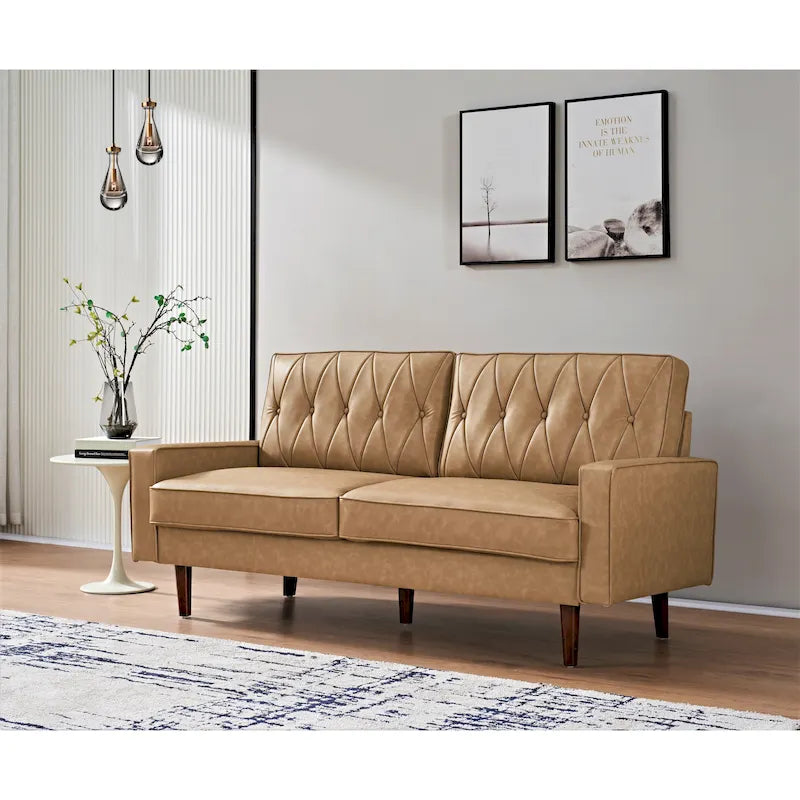 69.3 Faux Leather Cushion Back Sofa
