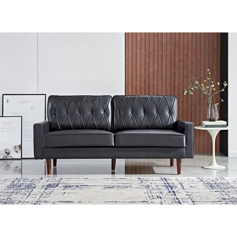 69.3 Faux Leather Cushion Back Sofa