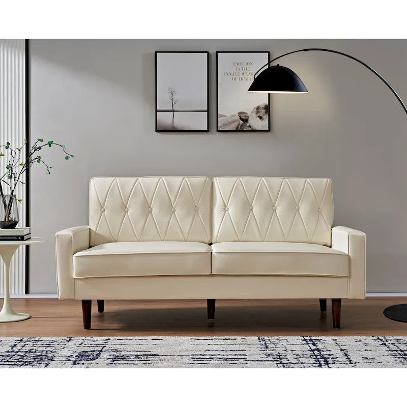 69.3 Faux Leather Cushion Back Sofa