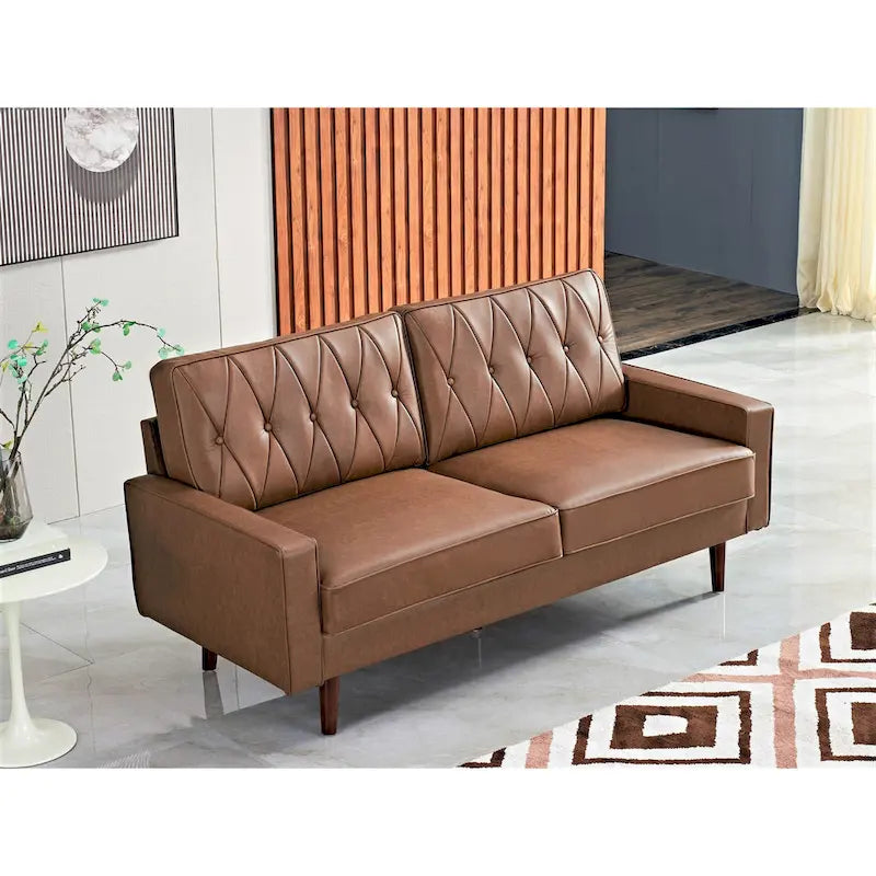 69.3 Faux Leather Cushion Back Sofa