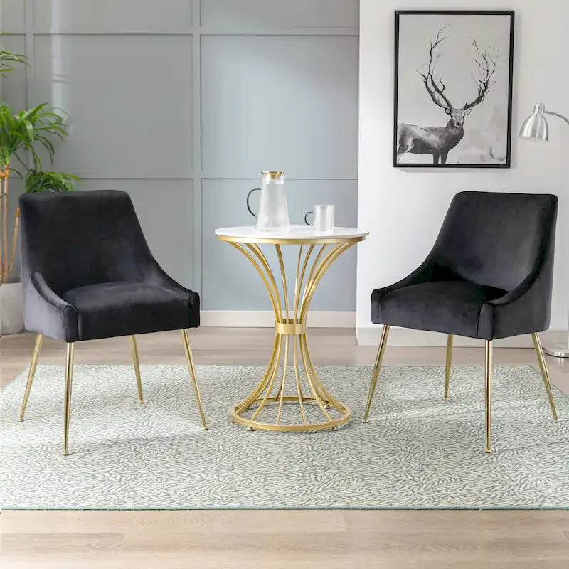 Contemporary Velvet Upholstered Accent Chair (Set of 2)