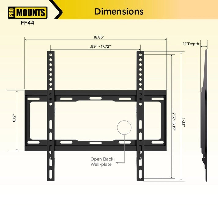 Flat / Fixed TV Wall Mount for 32-65 TVs - 17.13 x 1.1 x 18.86 inch