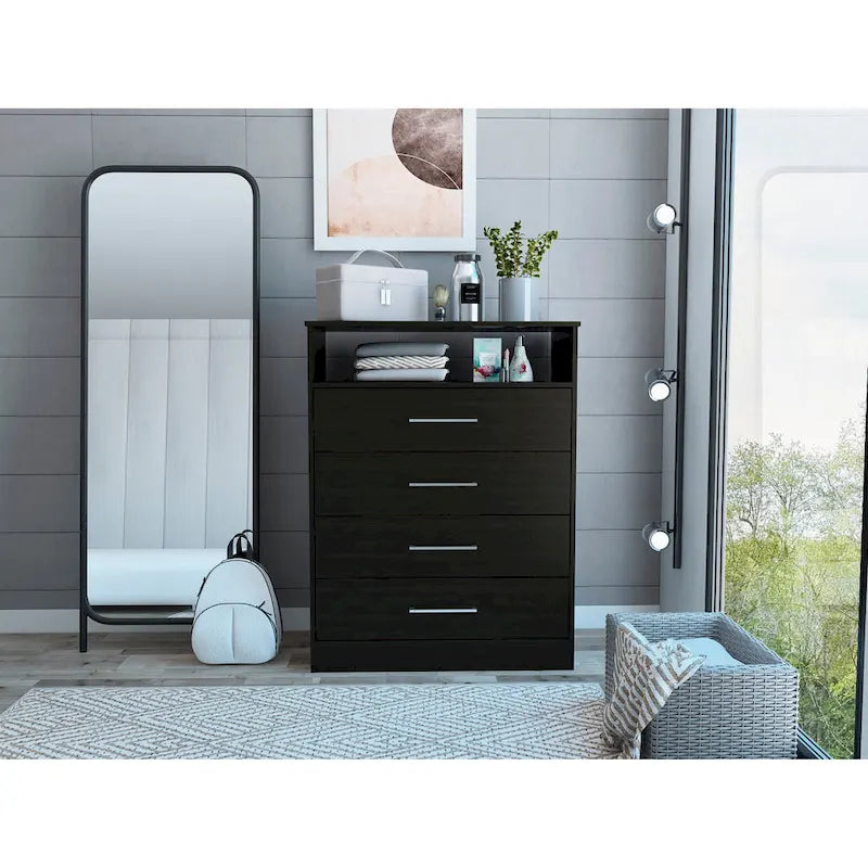 Dresser with 4 Drawers and Metal Hardware