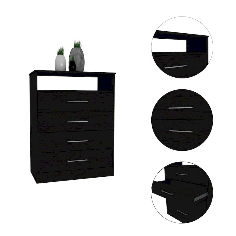 Dresser with 4 Drawers and Metal Hardware