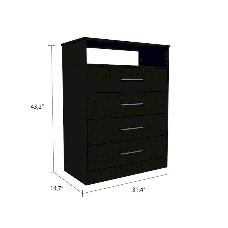 Dresser with 4 Drawers and Metal Hardware
