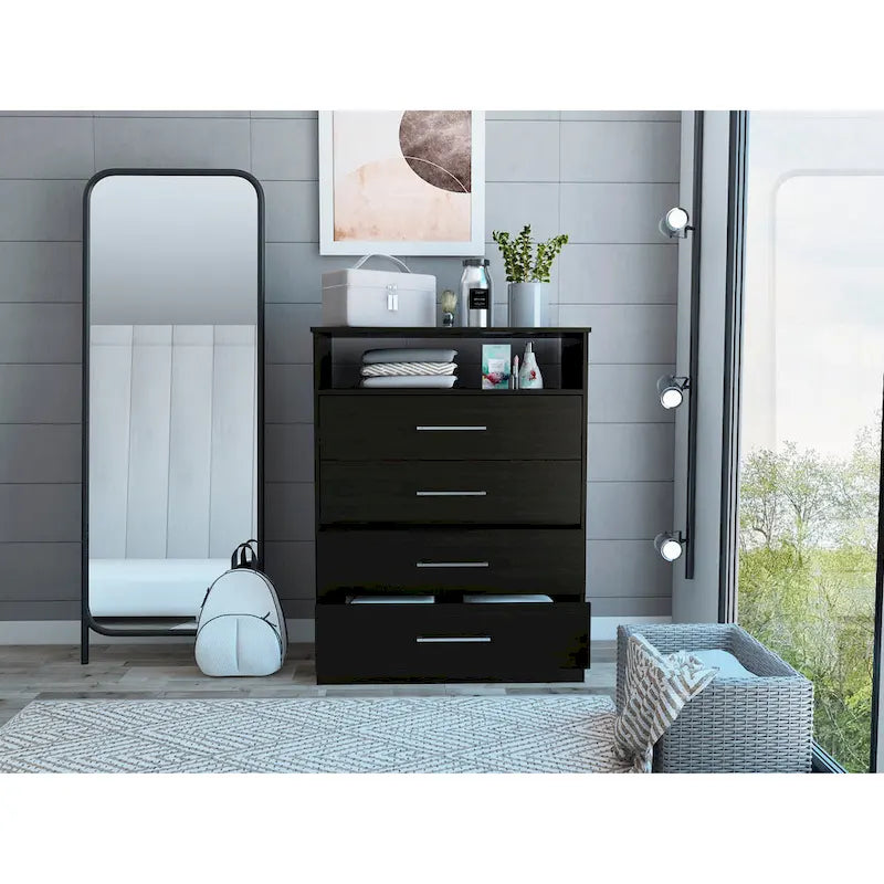 Dresser with 4 Drawers and Metal Hardware