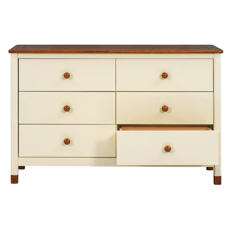 Kids Bedroom Wooden Storage Dresser with 6 Storage Drawers