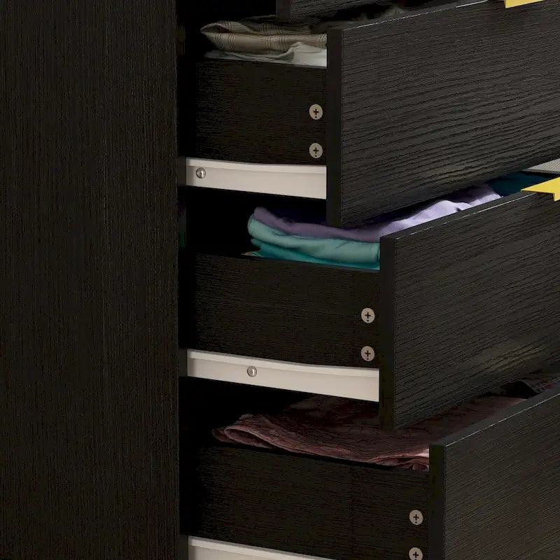 5 Drawer Dresser Chest of Drawers with Metal Leg Wood Dresser Storage