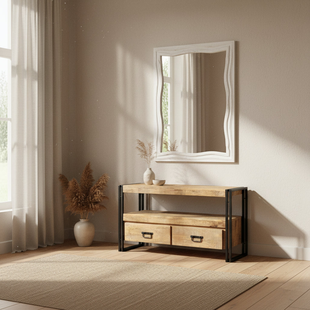 Timbergirl Reclaimed Wood TV cabinet with Double Drawers - 40x16x24