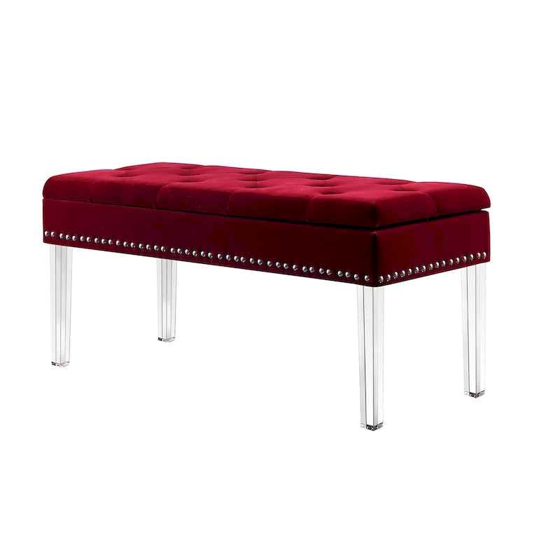 Upholstered Tufted Mid-Century 18-inch Storage Bench