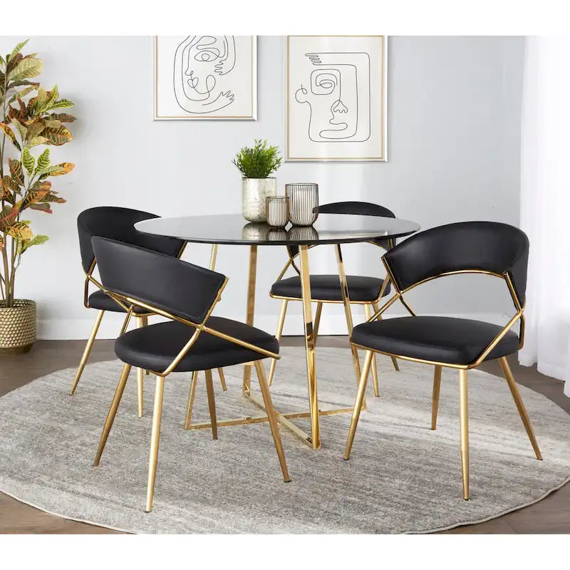 Gold Upholstered Dining Chair (Set of 2)