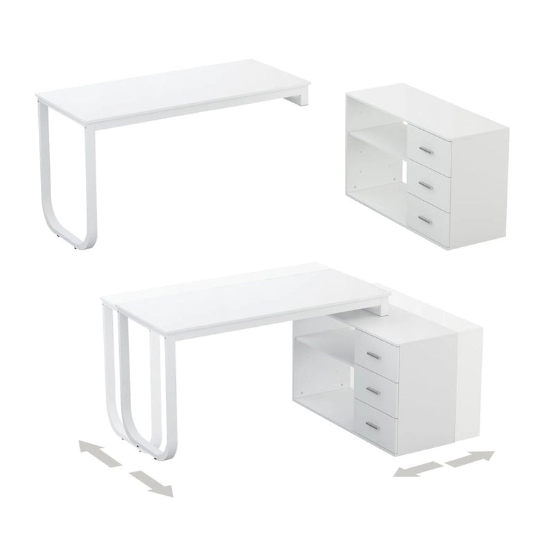 55 L-Shaped Computer Desk - Storage Workstation - 5 Colors Large
