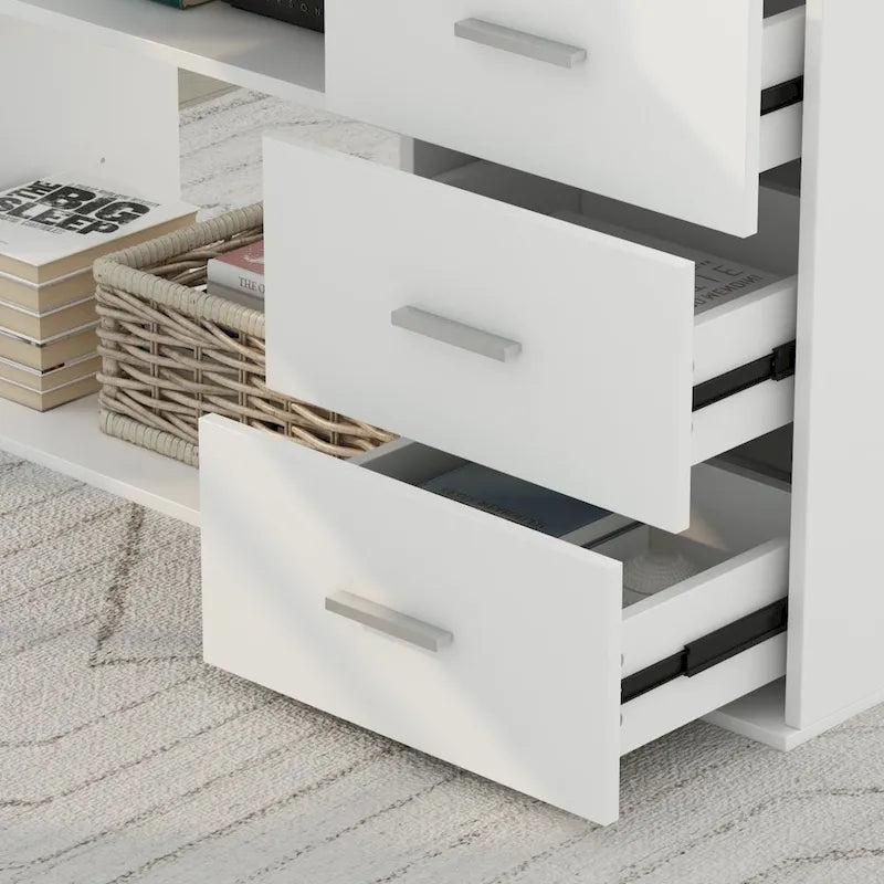55 L-Shaped Computer Desk - Storage Workstation - 5 Colors Large