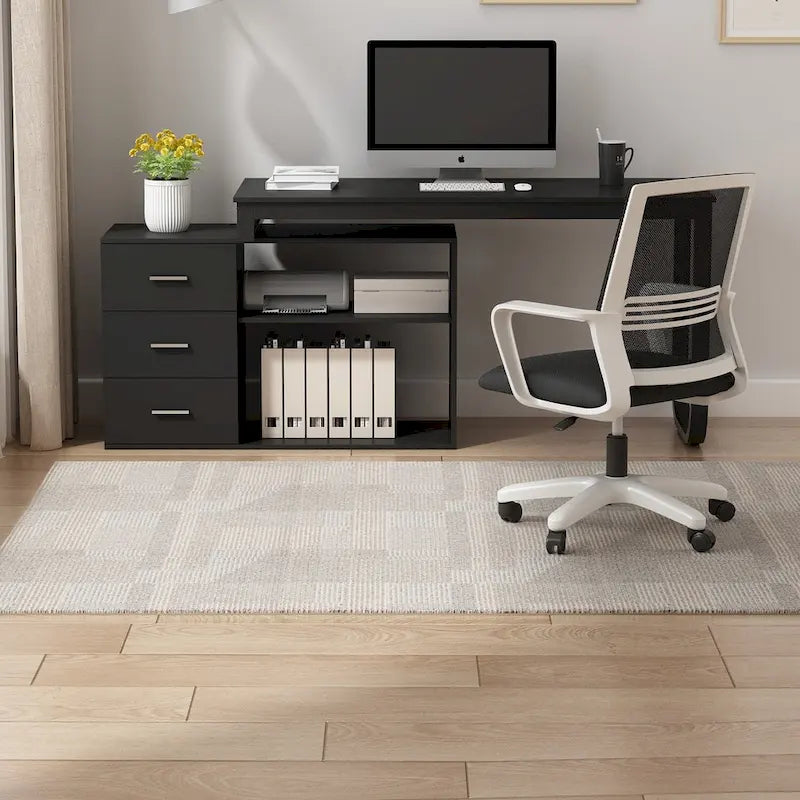 55 L-Shaped Computer Desk - Storage Workstation - 5 Colors Large