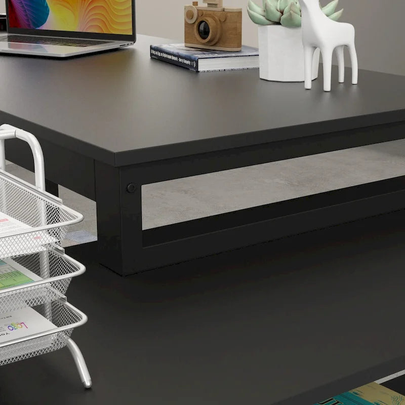 55 L-Shaped Computer Desk - Storage Workstation - 5 Colors Large