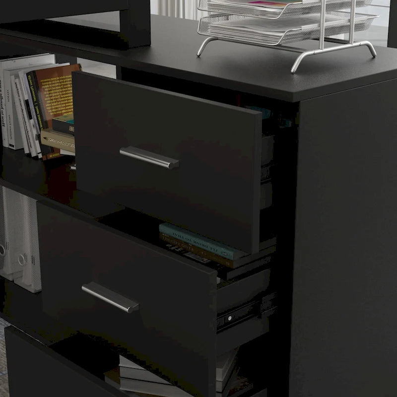 55 L-Shaped Computer Desk - Storage Workstation - 5 Colors Large