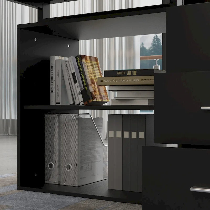 55 L-Shaped Computer Desk - Storage Workstation - 5 Colors Large