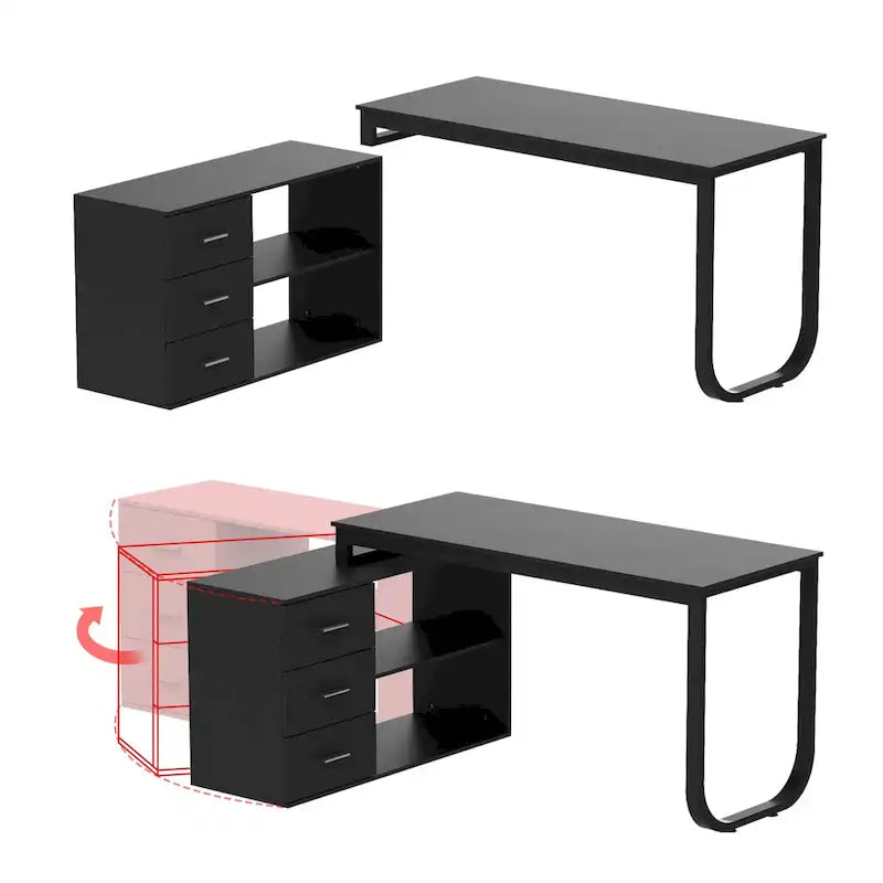55 L-Shaped Computer Desk - Storage Workstation - 5 Colors Large
