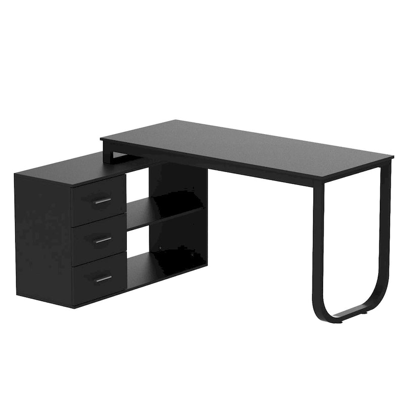 55 L-Shaped Computer Desk - Storage Workstation - 5 Colors Large