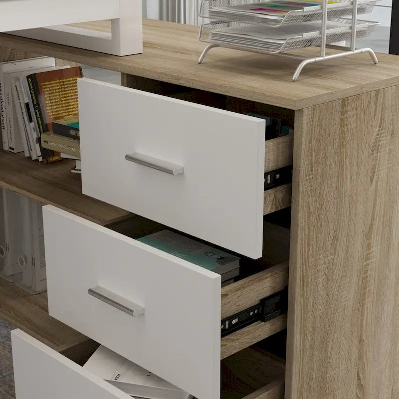 55 L-Shaped Computer Desk - Storage Workstation - 5 Colors Large