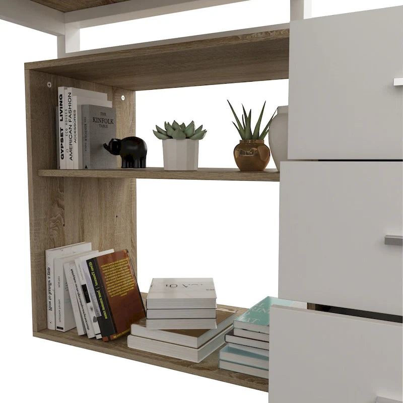 55 L-Shaped Computer Desk - Storage Workstation - 5 Colors Large