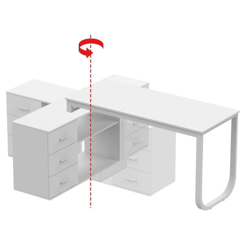 55 L-Shaped Computer Desk - Storage Workstation - 5 Colors Large